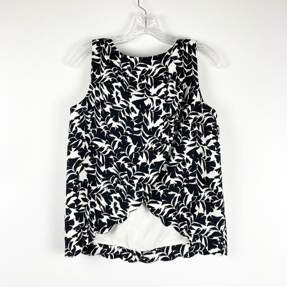 J Crew Scalloped Hem Split Back Floral Sleeveless Blouse  Womens Size XS - Picture 8 of 10